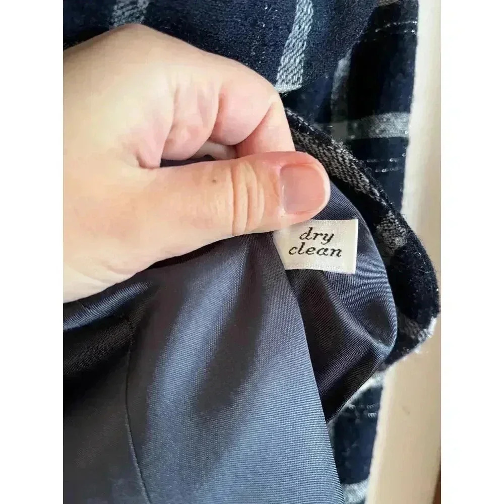 Vintage Pendleton Women’s Blue Silver Plaid Pure Virgin Wool Jacket Size 10 - Picture 5 of 6